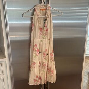 Oliphant Cream Dress with Pink and Green Floral Design